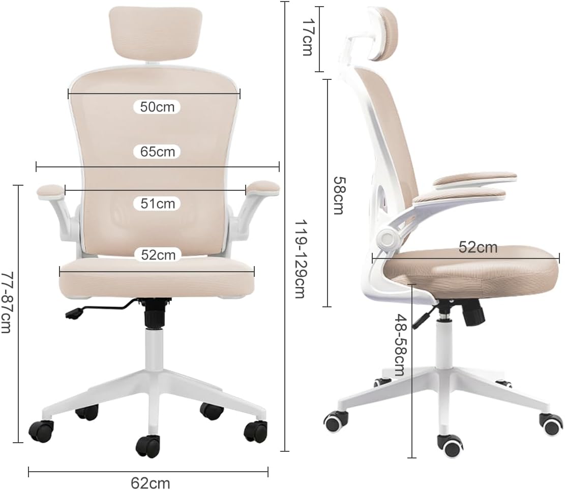 Cadeira de escritório ergonômica com estofado de mesh(Preto)