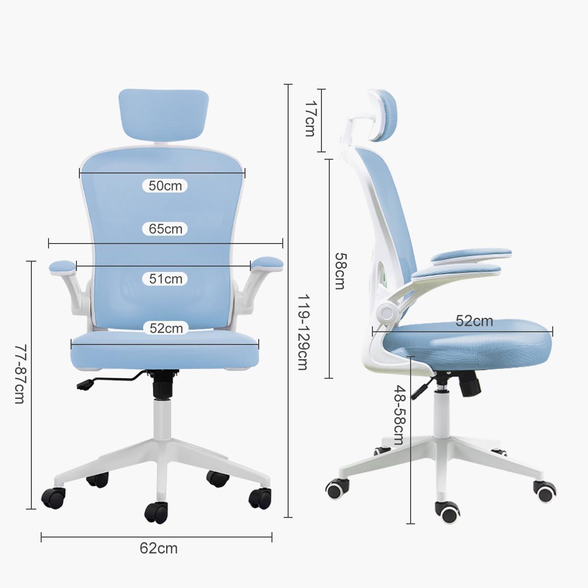 Cadeira de escritório ergonômica com estofado de mesh(Preto)