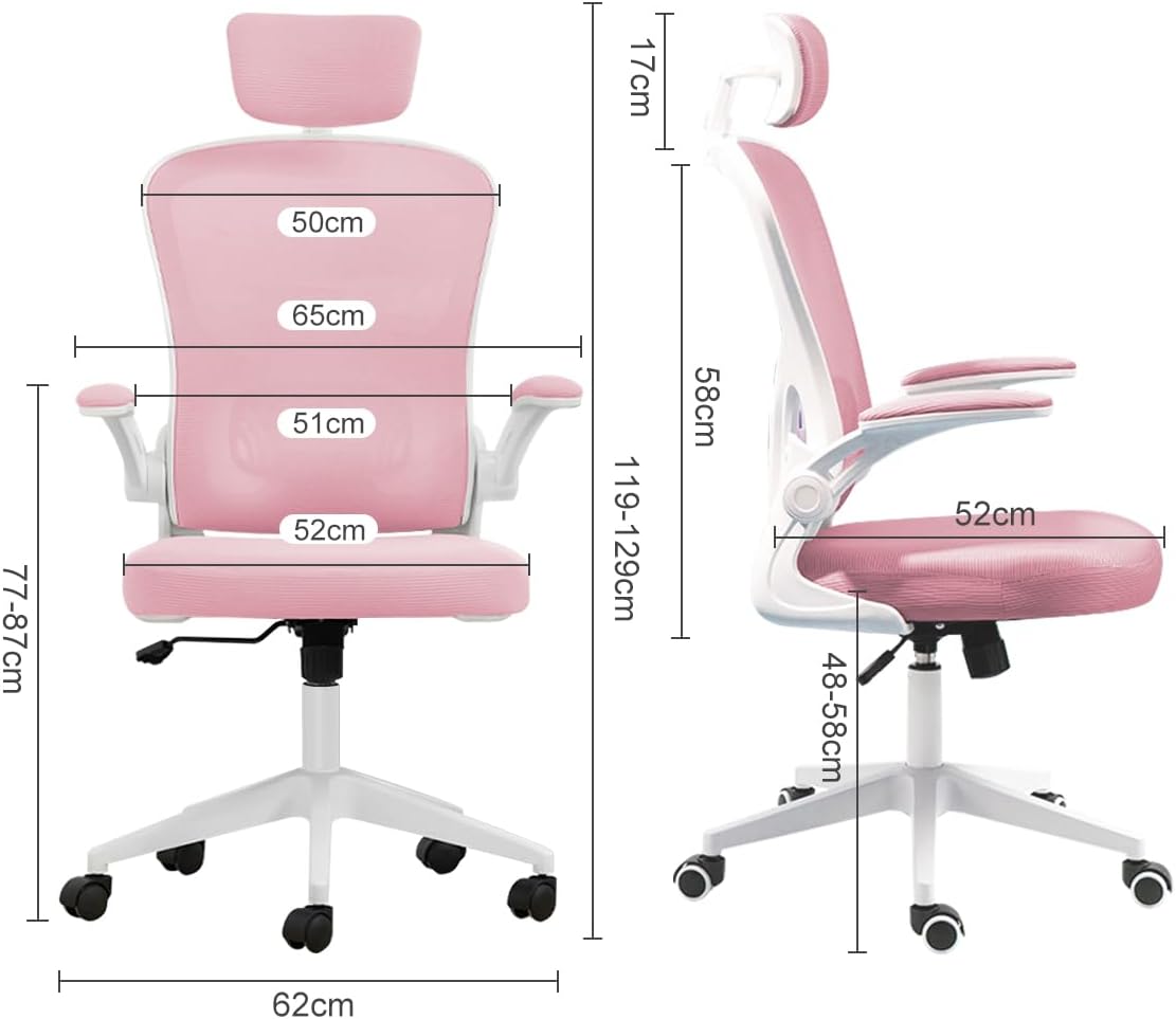 Cadeira de escritório ergonômica com estofado de mesh(Preto)