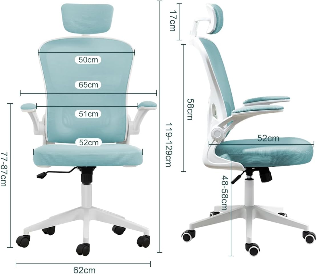 Cadeira de escritório ergonômica com estofado de mesh(Preto)