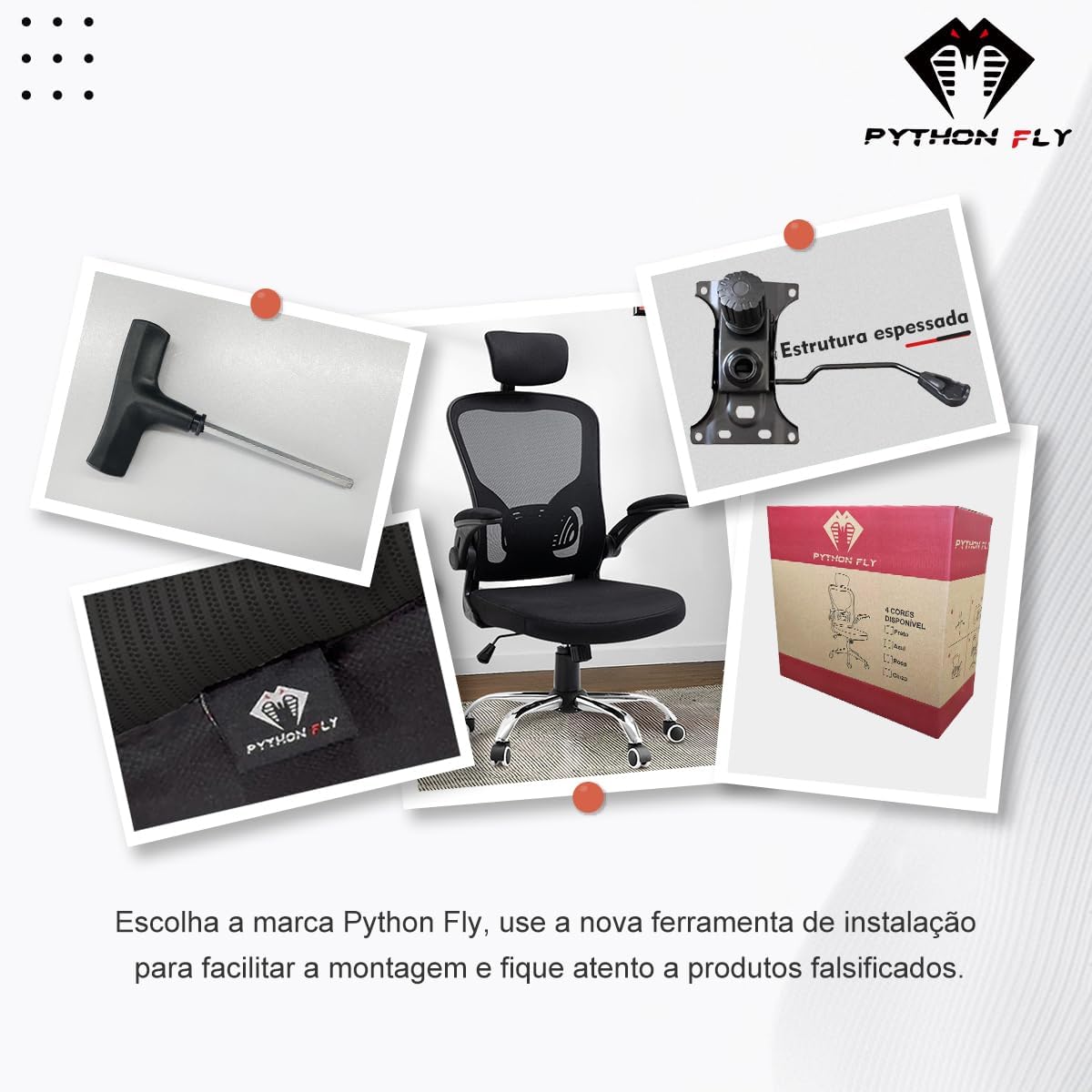 Cadeira de escritório ergonômica com estofado de mesh(Preto)