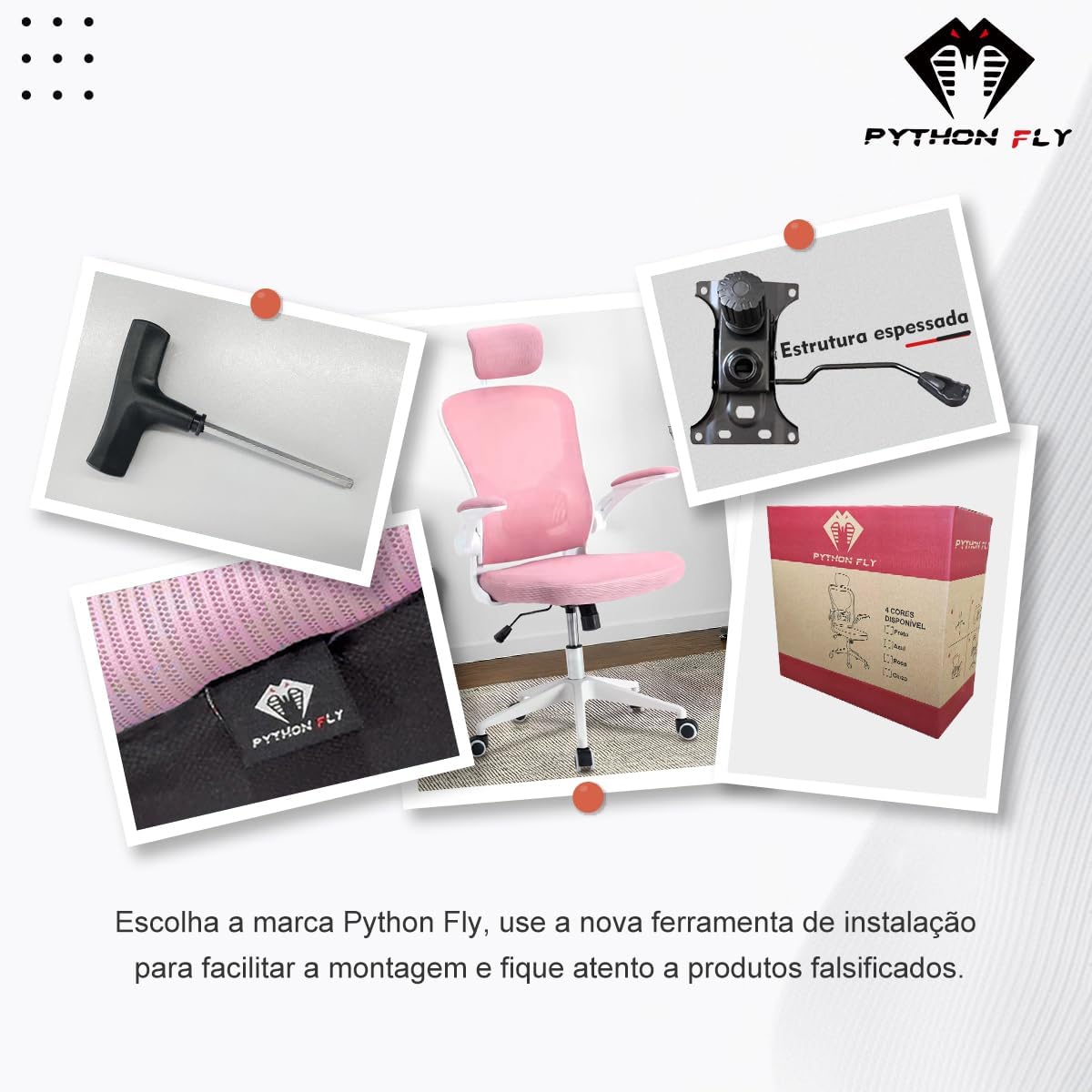 Cadeira de escritório ergonômica com estofado de mesh(Preto)