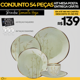 54 Peças Aparelho de Jantar em Porcelana Conjunto Bambu Oxford® - OFERTA ESPECIAL 13/11