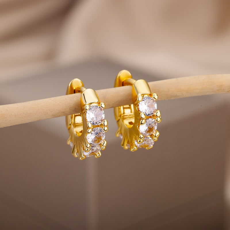 Brinco Cristais Colors Luxo Banho Dourado