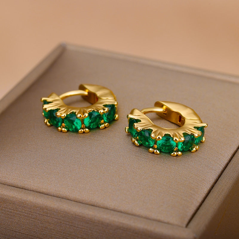 Brinco Cristais Colors Luxo Banho Dourado