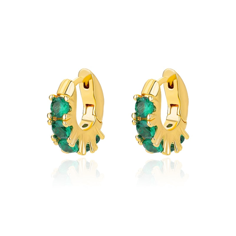 Brinco Cristais Colors Luxo Banho Dourado