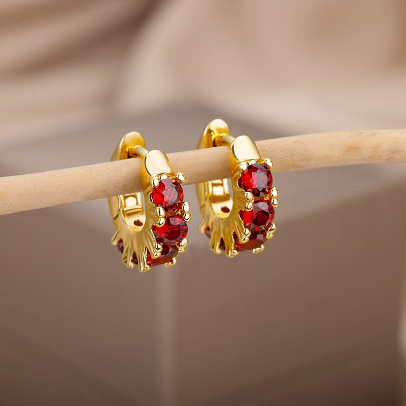 Brinco Cristais Colors Luxo Banho Dourado