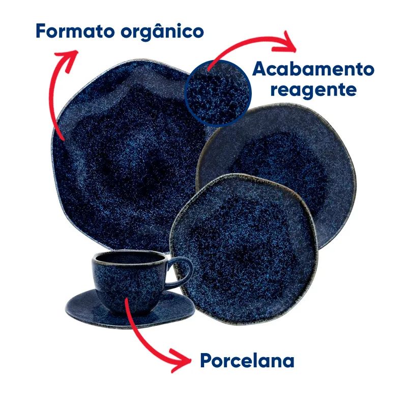 54 Peças Aparelho de Jantar em Porcelana Conjunto de Luxo Safira Oxford® - OFERTA ESPECIAL 13/11