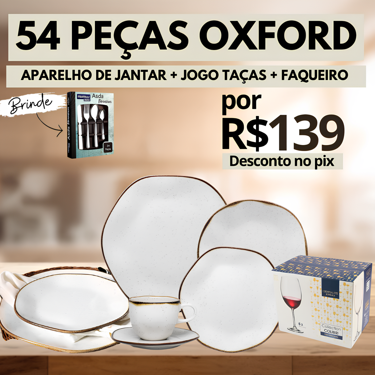 Peças de Jantar em Porcelana Conjunto de Luxo - OFERTA POR TEMPO LIMITADO