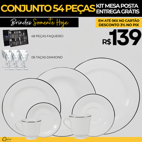 54 Peças Aparelho de Jantar em Porcelana Luxo Legacy® - OFERTA ESPECIAL 13/11