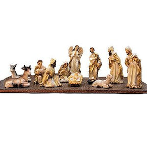 Presépio 3 peças resina importado 16cm dourado