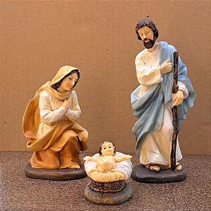 Presépio 3 peças resina importado 16cm dourado