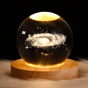 Luminária Decorativa Espacial Luz Noturna 3D Bola Cristal