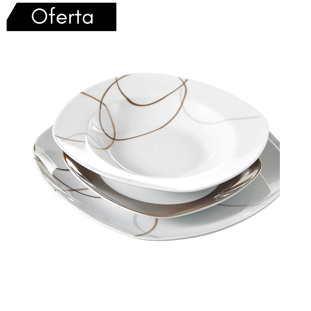 Conjunto Completo de Jantar Zuddy® - 48 Peças em Porcelana de Luxo
