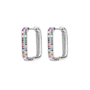 Brinco Retângulo Zirconia Luxo