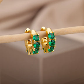 Brinco Cristais Colors Luxo Banho Dourado