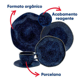 54 Peças Aparelho de Jantar em Porcelana Conjunto de Luxo Safira Oxford® - OFERTA ESPECIAL 13/11
